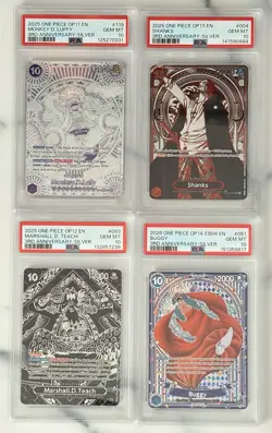 One Piece Monkey.D.Luffy 3rd Anniversary Silver OP05-119 PSA 10 Master Set - Image 1