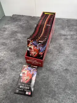 One Piece OP-16 The Time Of Battle Booster Pack Sleeves Lot of 50 Packs W Tray - Image 1