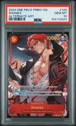 One Piece En Shanks PRB01 Alternate Art OP01-120 PSA 10 Gem Mint - Image 1