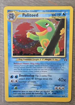 Pokemon TCG Politoed Holo Rare Card 8/75 Neo Discovery Unlimited Edition - Image 1