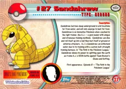 Sandshrew #27 - BLUE LOGO - NON-HOLO - SERIES 1 - TOPPS POKEMON CARD - NM/LP - Image 2