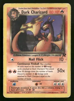 Dark Charizard - 21/82 - Non Holo Rare - Team Rocket - Pokemon Card - HP - Image 1