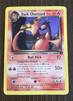 Pokemon TCG Dark Charizard 21/82 Non-Holo Rare Team Rocket Vintage WOTC - MP - Image 1
