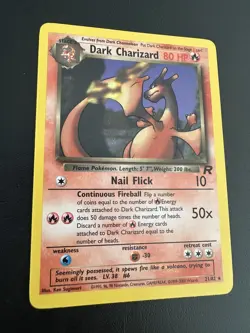 1999 Pokemon Team Rocket Dark Charizard 21/82 Non-Holo Rare WOTC Vintage LP Card - Image 2