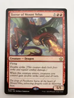 Terror of Mount Velus MTG Foundations FDN Rare Red Dragon Creature Card - Image 1