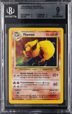 1999 POKEMON JUNGLE - UNLIMITED - RARE #3/64 FLAREON BGS 9 - Image 1