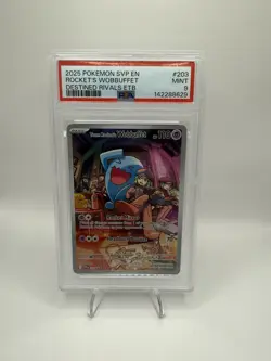 2025 POKEMON SVP EN-SV BLACK STAR PROMO #203 TEAM ROCKET'S WOBBUFFET PSA 9 - Image 1