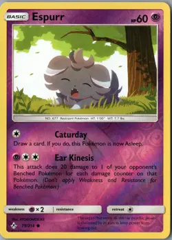 Espurr Common SM - Unbroken Bonds 79/214 NM Reverse Holofoil - Pokemon - Image 1
