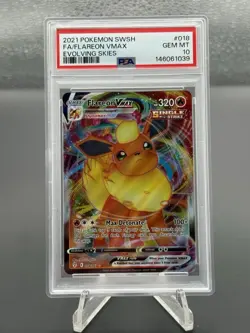 2021 POKEMON SWORD & SHIELD EVOLVING SKIES #018 FULL ART/FLAREON VMAX PSA 10 - Image 1