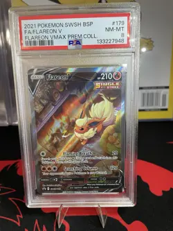 Pokemon TCG Flareon V SWSH179 SWSH Promo Full Art Holo ENG PSA 8 2021 - Image 1
