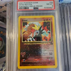 Entei 34/53 Pokemon Movie Promo 2001 PSA 8 NM-MT WITH 3 SWIRLS 🌀 - Image 1