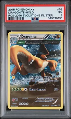 2015 Pokemon XY Dragonite 52/108 Holo Evolutions Blister Cosmos PSA 7 Low Pop - Image 1