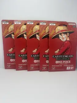 One Piece TCG OP-13 Carrying On His Will Sleeved Booster Pack Lot of 5 English - Image 1