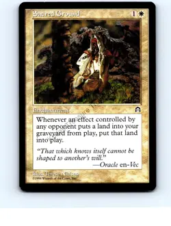 Sacred Ground White Rare Stronghold MTG NP Near Mint or Better - Image 1