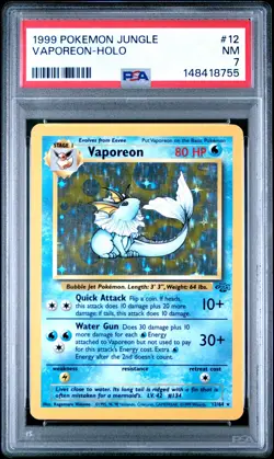 1999 POKEMON JUNGLE #12 VAPOREON-HOLO PSA 7 - Image 1