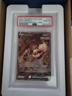 2021 Pokemon SWSH Black Star Promos Flareon V Full Art #SWSH179 PSA 10 - Image 1