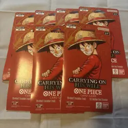 LOT OF 7 One Piece OP-13 Carrying on His Will Sleeved Blister Booster Packs New - Image 1