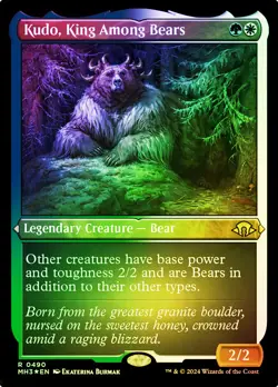 MTG FOIL ETCHED Kudo, King Among Bears - Modern Horizons 3 #490 - Image 1