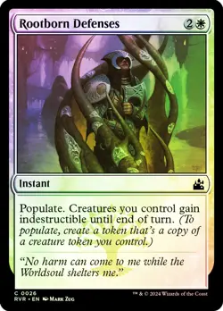 MTG FOIL Rootborn Defenses - Ravnica Remastered #026 - Image 1