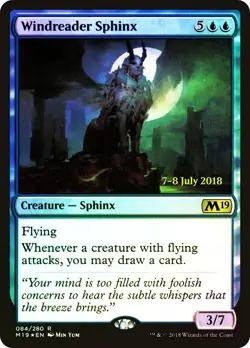 MTG FOIL Windreader Sphinx (Prerelease) (Core Set 2019) - Promo #084s - Image 1