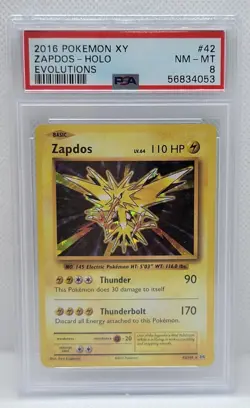 2016 Pokemon XY Evolutions Holo Rare #42 - PSA NM-MT 8 - ZAPDOS - Image 1