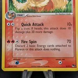 Pokemon Flareon Holo Pop Series 3 2/17 LP Rare Eeveelution TCG Card 2006 🔥 - Image 2