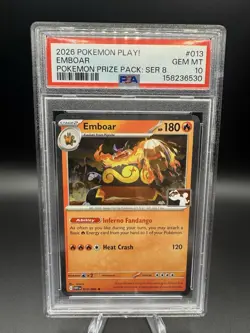 PSA 10 - Pokemon TCG Emboar 013/086 Play! Prize Pack Series 8 Stamped Holo Rare - Image 1