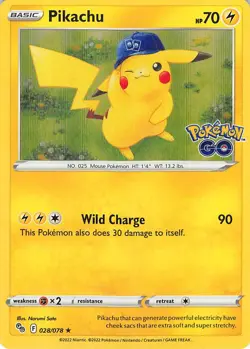 Pikachu 028/078 Holo Rare Pokemon GO Pokemon Lightly Played - Image 1