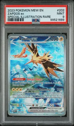 2023 POKEMON MEW EN SCARLET & VIOLET 151 HOLO ZAPDOS EX 202/165 PSA 9 - Image 1