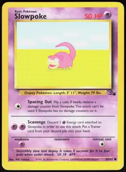 Fossil Slowpoke 55/62 Common Pokemon Unlimited LP - Image 1