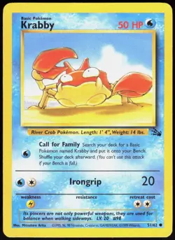 Fossil Krabby 51/62 Common Pokemon Unlimited LP - Image 1