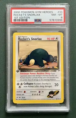2000 POKEMON GYM HEROES 1ST EDITION #33 ROCKET'S SNORLAX PSA 8 - Image 1