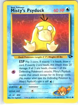 Misty's Psyduck 90/132 Common Gym Challenge Pokemon Unlimited Lightly Played - Image 1