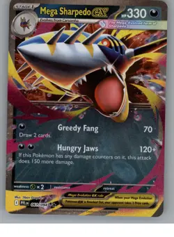Mega Sharpedo ex 061/094 Double Rare Phantasmal Flames Pokemon Holo Near Mint - Image 1
