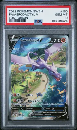 2022 POKEMON SWSH FA/AERODACTYL V LOST ORIGIN #180 PSA 10 GEM MT - Image 1