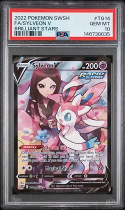 PSA 10 GEM MINT Sylveon V TG14/TG30 Swsh09: Brilliant Stars Trainer Gallery Holo - Image 1