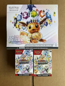 Pokemon Scarlet & Violet Prismatic Evolutions ETB & 2x Booster Bundle NEW SEALED - Image 1