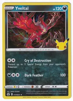 Yveltal 019/025 - Celebrations 25th Anniversary - NM Holo Rare - Pokemon TCG - Image 1