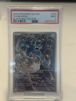 2025 POKEMON SVP BLACK BOLT POKEMON CENTER ETB PROMO #209 THUNDURUS PSA 9 - Image 1