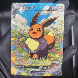 Pokemon Eevee V Custom Made Fan Art Holo With Texture - Image 1
