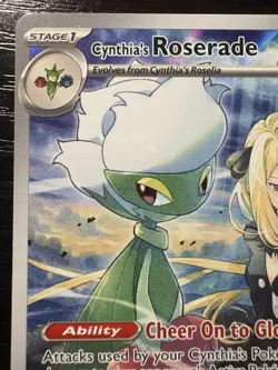 Pokemon TCG Cynthia's Roserade Card 184/182 Destined Rivals IR Holo Full Art - Image 2