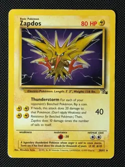 Zapdos 30/62 Non Holo Pokemon Card Fossil Regular WOTC Rare - Image 1