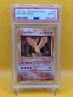 Moltres Holo Rare ~ PSA 8 NM-M ~ Pokemon TCG Card Japanese Fossil 1997 - Image 1