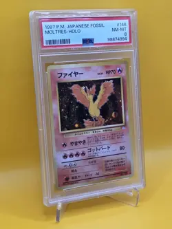 Moltres Holo Rare ~ PSA 8 NM-M ~ Pokemon TCG Card Japanese Fossil 1997 - Image 2