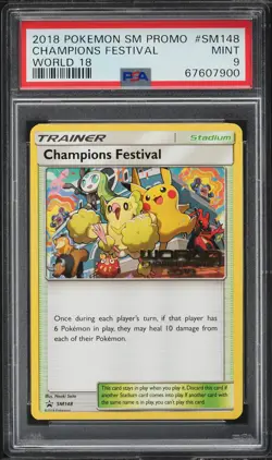 2018 POKEMON WORLD CHAMPIONS FESTIVAL #SM148 PROMO CARD PSA 9 MINT #67607900 - Image 1