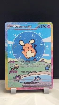 Pokemon Sparkle Holo Rainbow Boarder Cute Anime Dedenne EX Card - Image 1
