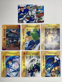 Overpower Marvel Collectible Card Game - Set of 7 Mr. Fantastic Character Cards - Image 1