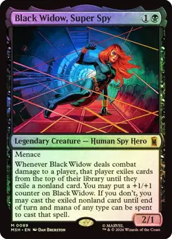 MTG Black Widow Super Spy MSH 89 NM Foil Mythic Black Legendary Menace Ships Now - Image 1