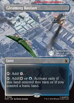 MTG Gleaming Bastion Borderless Marvel Super Heroes 382 NM Rare Land WU Ship Now - Image 1