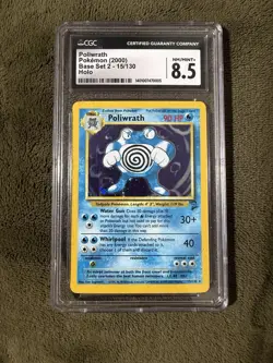 CGC 8.5 Poliwrath Holo Base Set 2 #15/130 2000 - Image 1